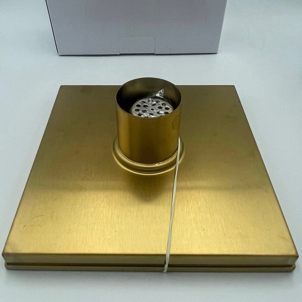 Signature Hardware 8” Cohen Square Polished Brass Tile-In Shower Drain